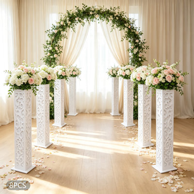 Hollow-Out PVC Flower Column, LED Pillar with Cloud Pattern for Wedding Decor