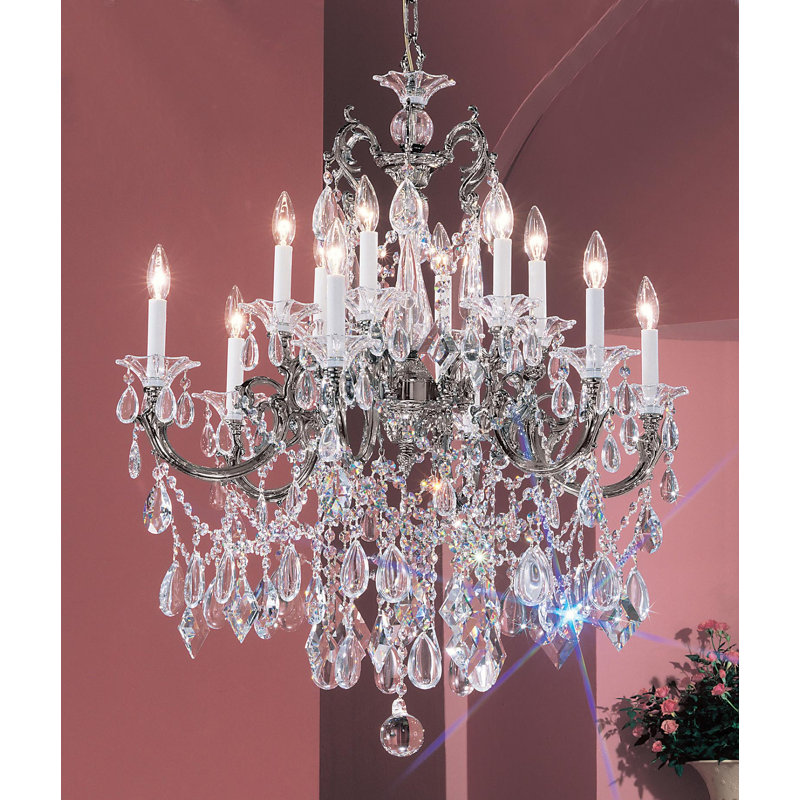 Style bougie classique/traditionnel 12 lumières lustre Fabry, Crystalique, Perle ébène