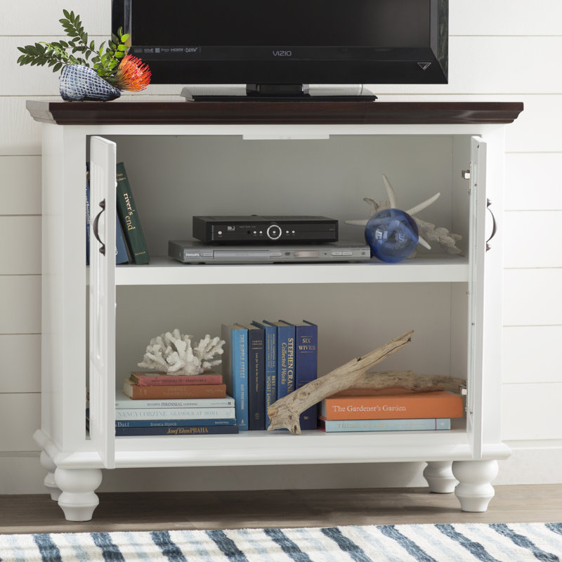 Unfinished TV Stand for TVs up to 49", Bright White, Concord Cherry
