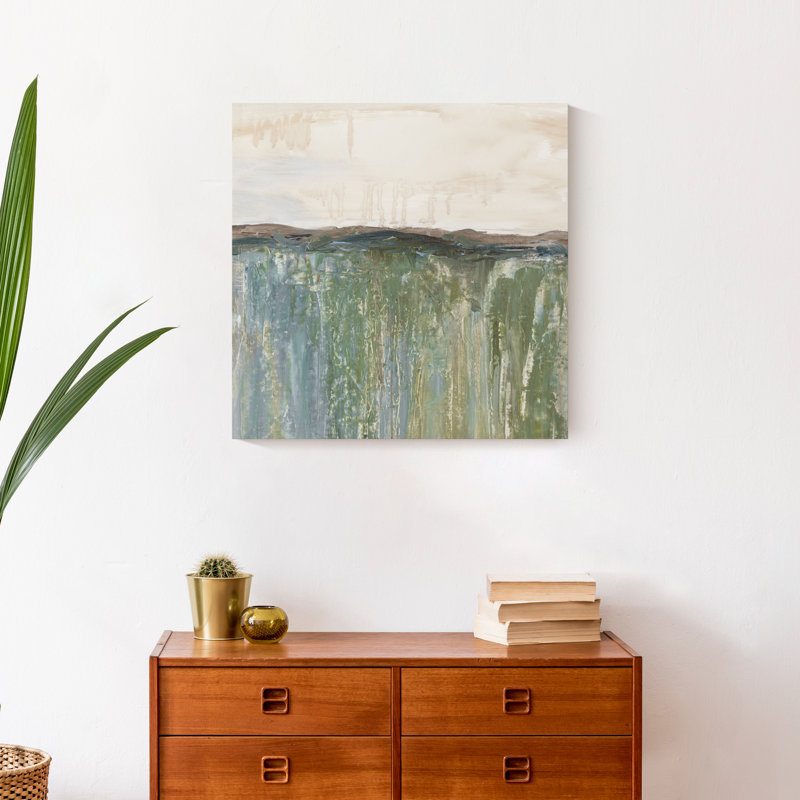 Champ d'herbe abstrait - peinture sur toile, Toile tendue, H 20 po x l 20 po x P 1,25 po