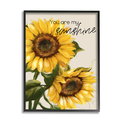 «You Are My Sunshine Vivid Sunflower Blossoms» par Conrad Knutsen - cadre flottant, impression sur toile