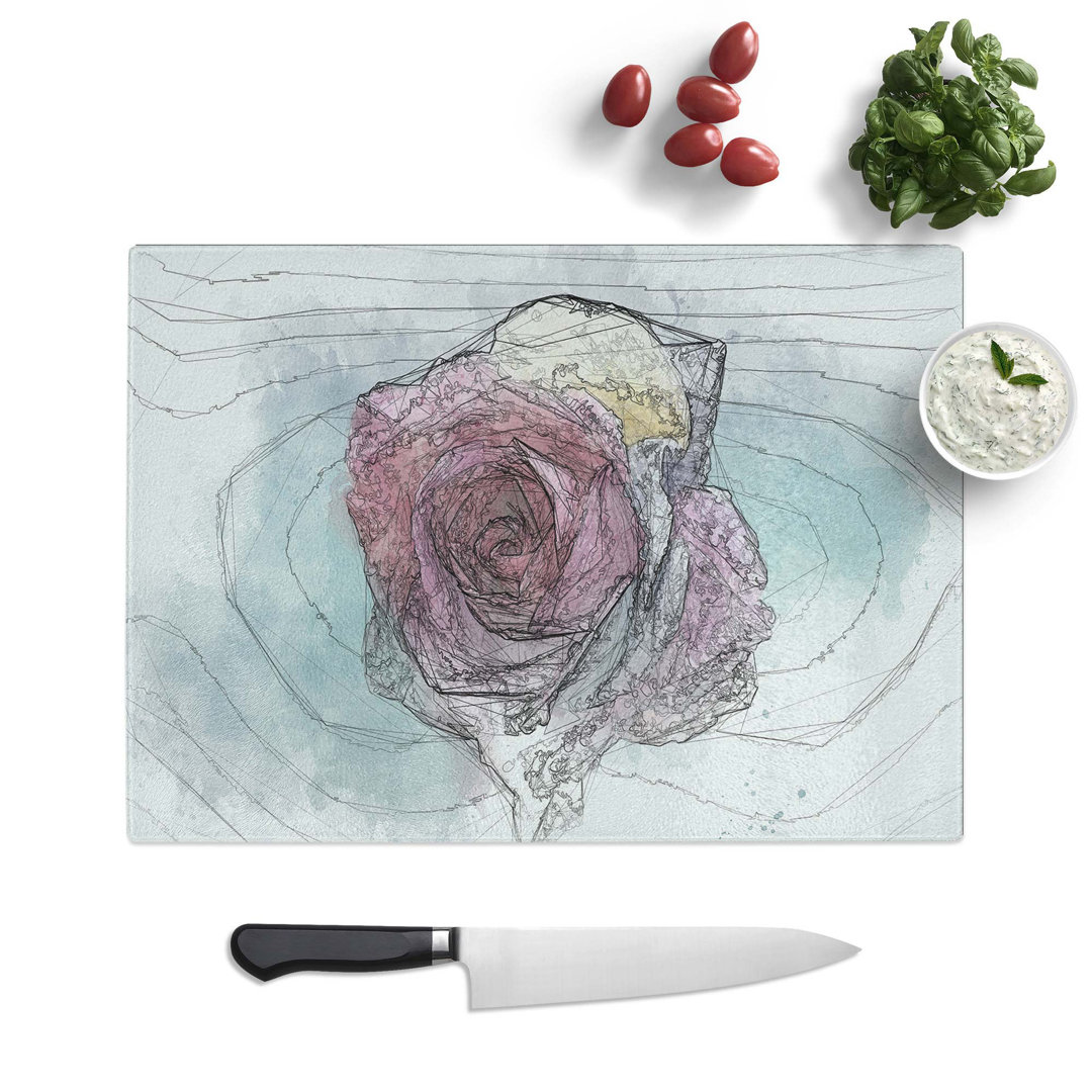 Tempered Glass Rose Flower Chopping Board