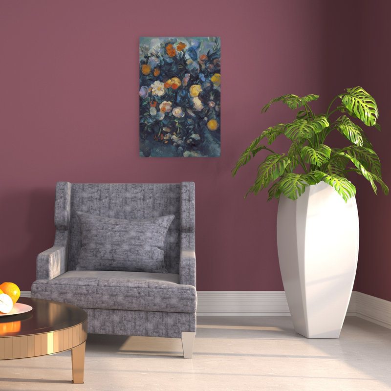 Vase de fleurs - Affiche murale abstraite contemporaine représentant des fleurs, H 24 po x l 16 po