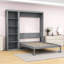 Lit escamotable en bois avec tablettes, conception pliable peu encombrante-1728178214-1728178211