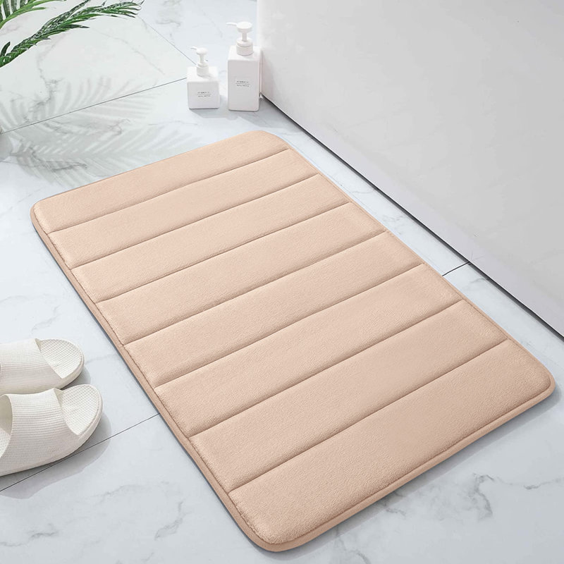 Mylhana Memory Foam Bath Mat - Non Slip Super Absorbent & Quick Dry Anti-Bacterial, 40cm W x 60cm L, Cream