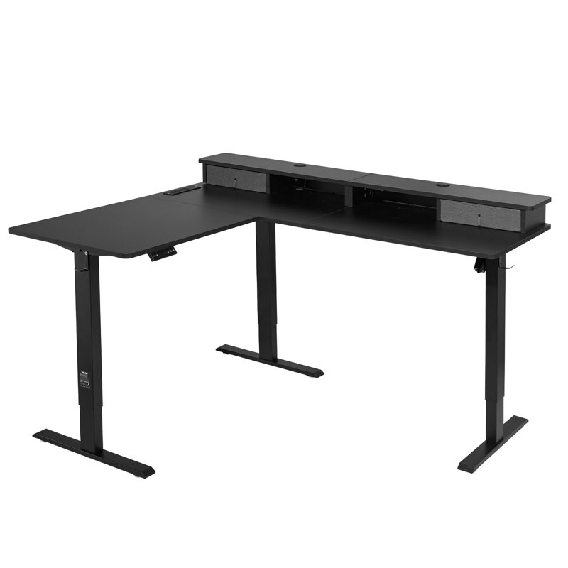 Bureau de jeu électrique en L à hauteur réglable en L avec bande lumineuse