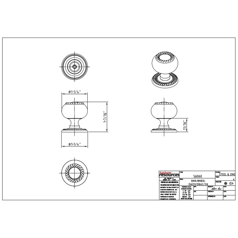 Rhodes Round Knob, Brushed Black Nickel