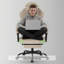 Fauteuil de jeu vidéo ergonomique Chaises de jeu vidéo Chaises d'ordinateur de jeu Chaises de jeu pour adultes Massage lombaire Support pivotant à hauteur réglable Appui-tête Dossier beige