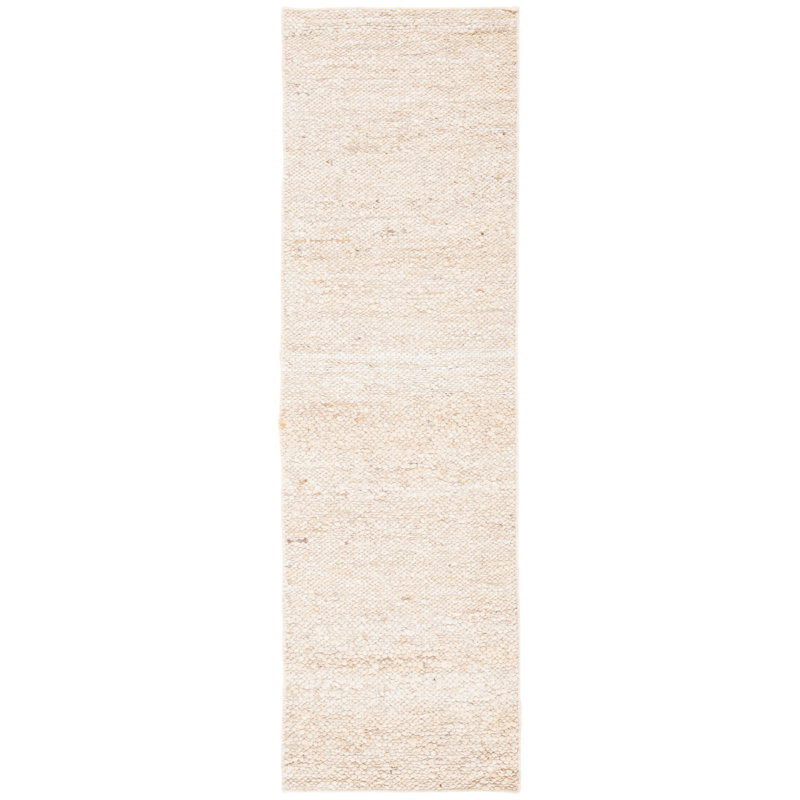 Manon Natura Hand Woven Wool/Cotton Solid Color Rug in Ivory, Runner 1'8" x 5'