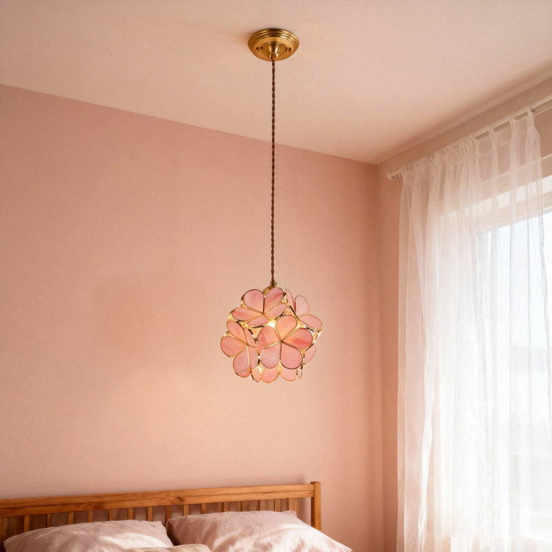 Luminaire suspendu en verre coloré 1 lumière Petals Tiffany