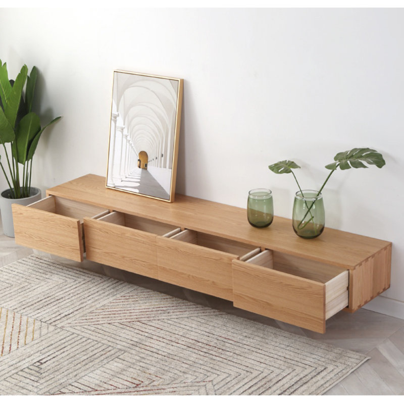 Crédence de rangement simple en bois massif l 82,6 po Simple, Brun orangé