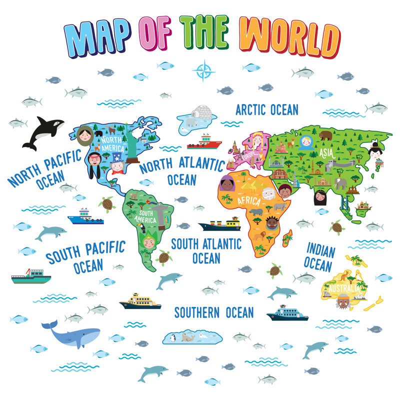 Map of the World Educational Wall Sticker
