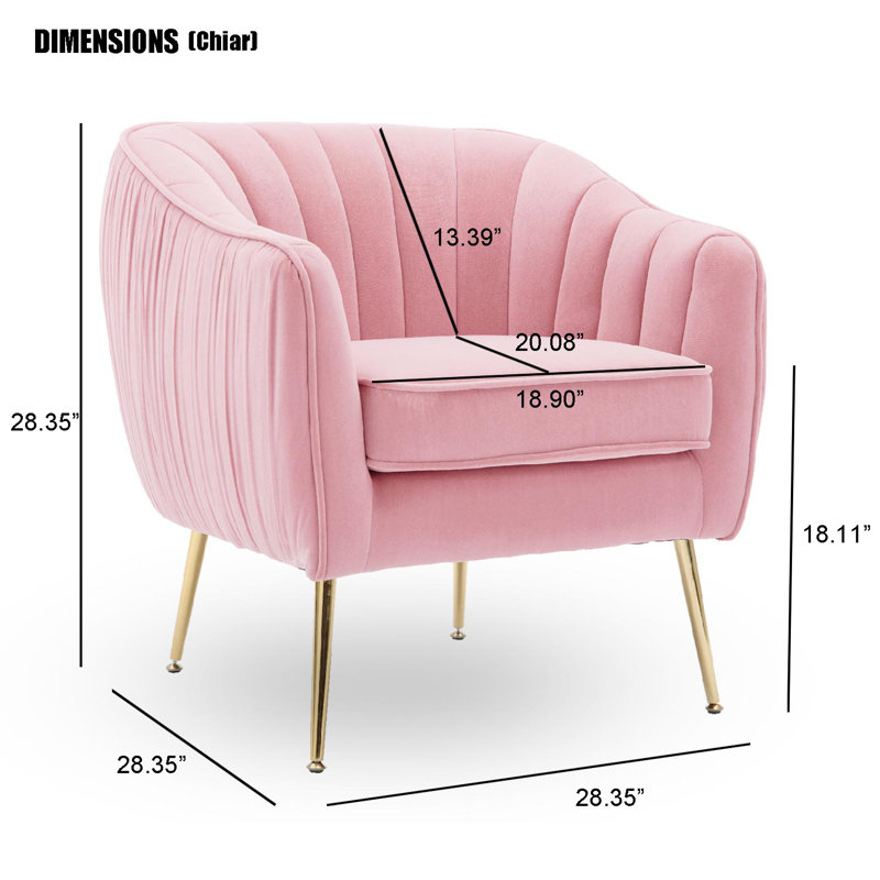 Fauteuil d'appoint avec repose-pieds, Velours rose