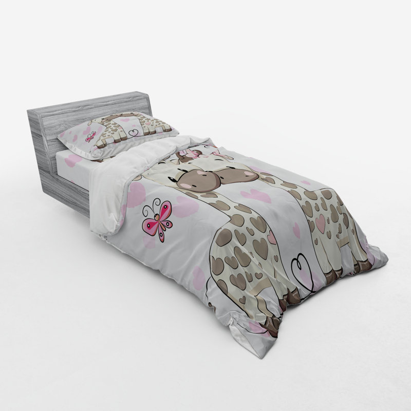 Ensemble de housse de couette en microfibre rose, Housse de couette simple TG + 2 articles suppléme