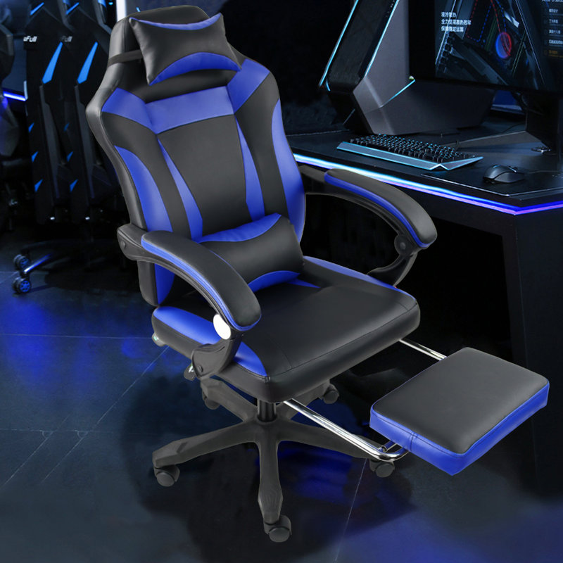 Fauteuil de jeu ergonomique pour ordinateur E-Sport et chaise de jeu de course, Bleu