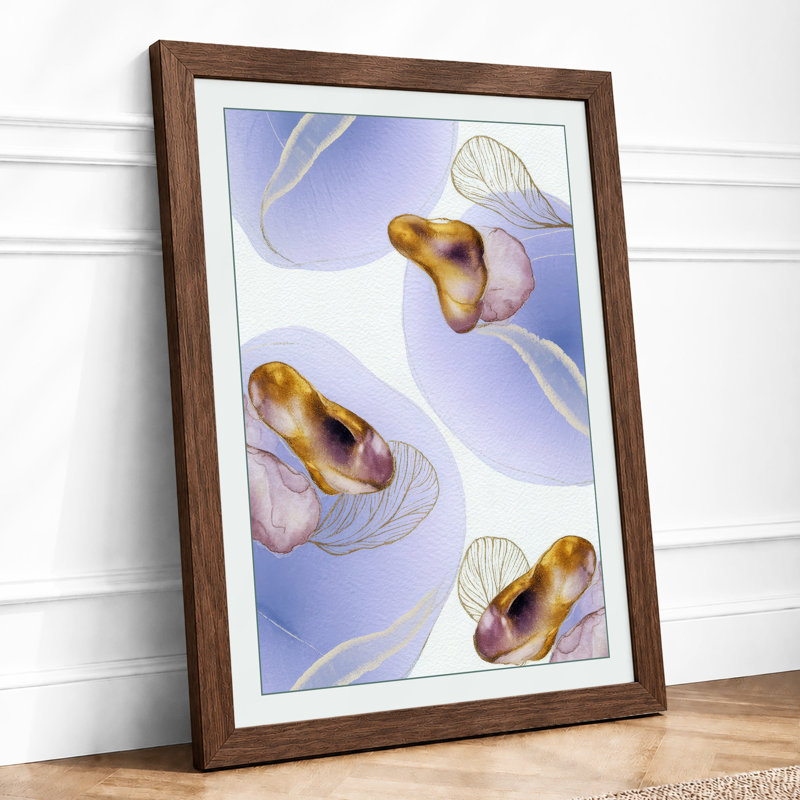 Drifting Jellyfish Coastal - Framed Print, A2 - 59.4 x 42.0 cm, Walnut