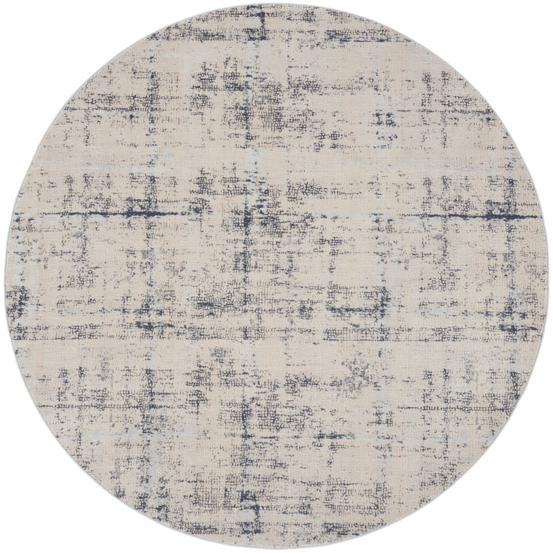 Tapis moderne ivoire, Rond 7 pi 10 po