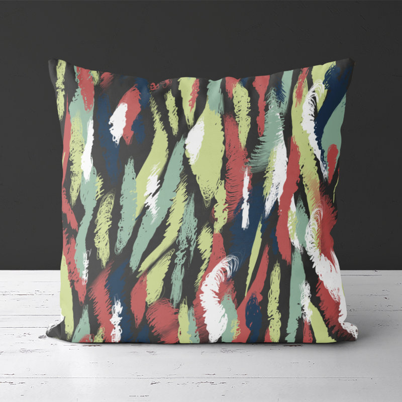 Housse de coussin carrée graffitis, Rose/Vert/Bleu
