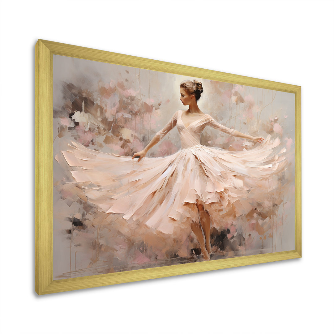 Beige Gold Minimalism Ballerina I - Ballet Framed Prints Design Art