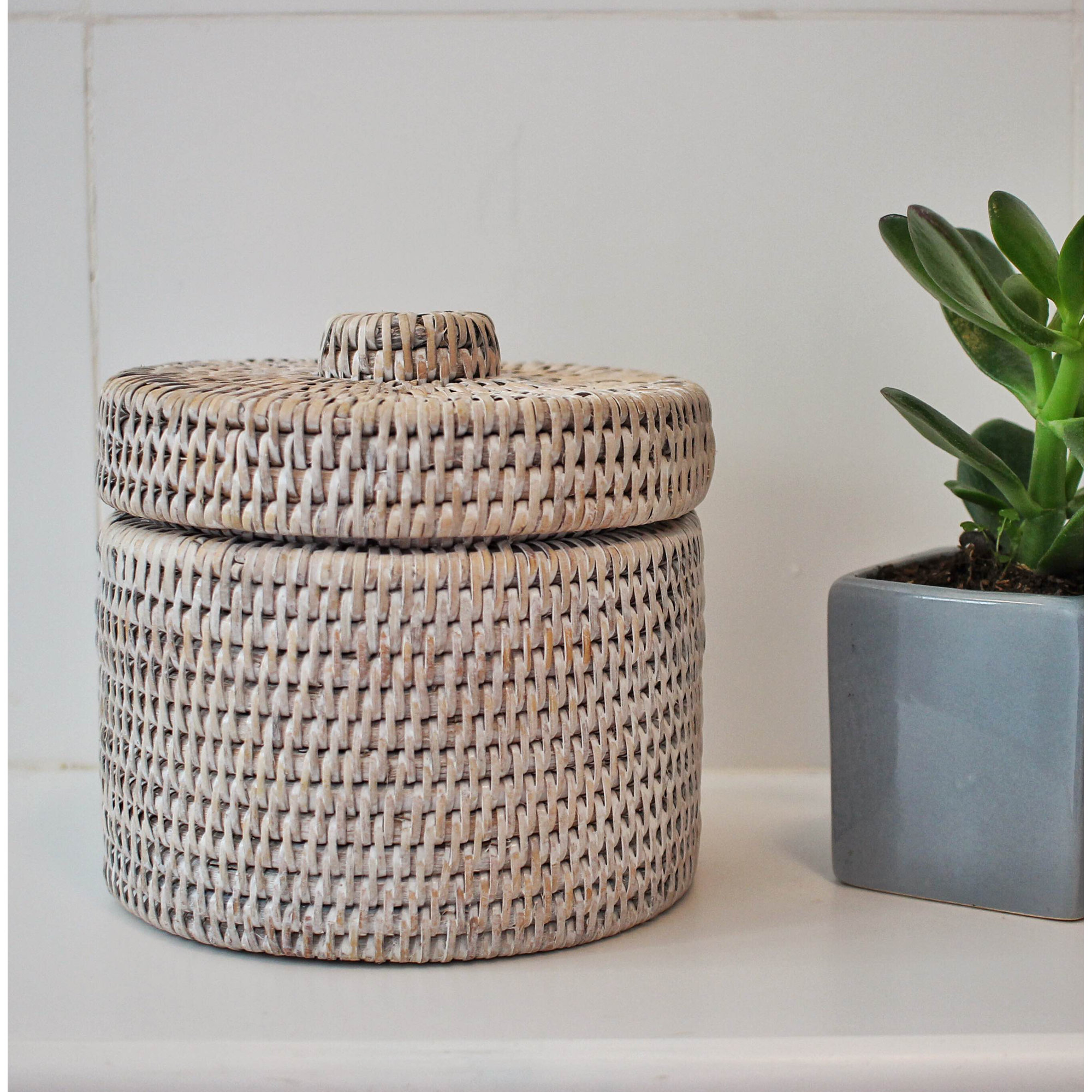 Cynda Bathroom Storage Container, White Wash