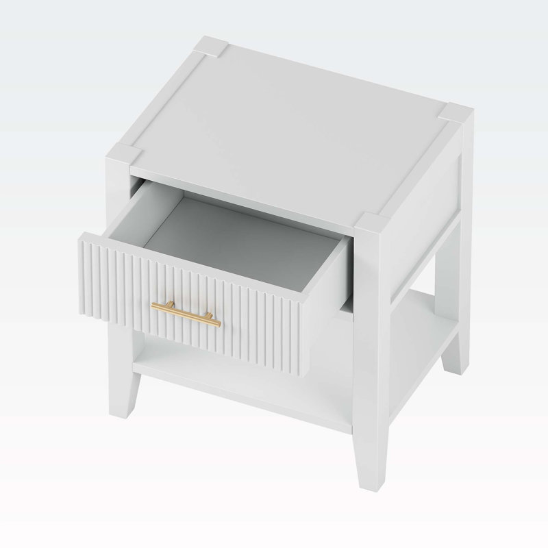 Burtha 1 -Drawer Accent Cabinet, White