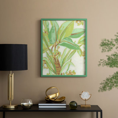 «Island Leaf Fresco I», reproduction encadrée - bois massif