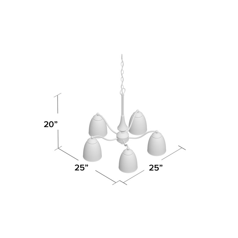 Minidoka 5 - Light Dimmable Classic / Traditional Chandelier, A19, Brushed Nickel