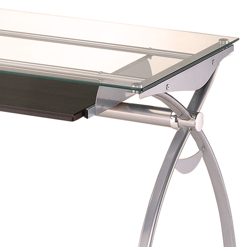 Bureau d'ordinateur avec plateau en verre Contempo