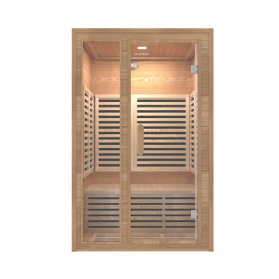 Sauna à lumière infrarouge chauffant d'intérieur en bois de pruche canadien pour 1-2 personnes