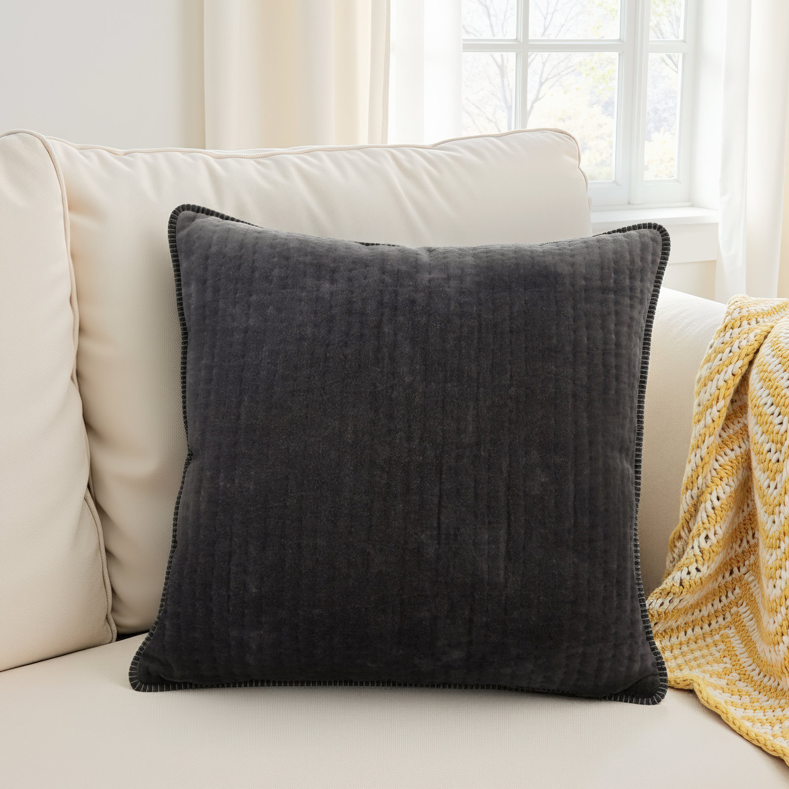 Cowdry Cotton Throw Pillow, Pillow Cover Only - No Insert