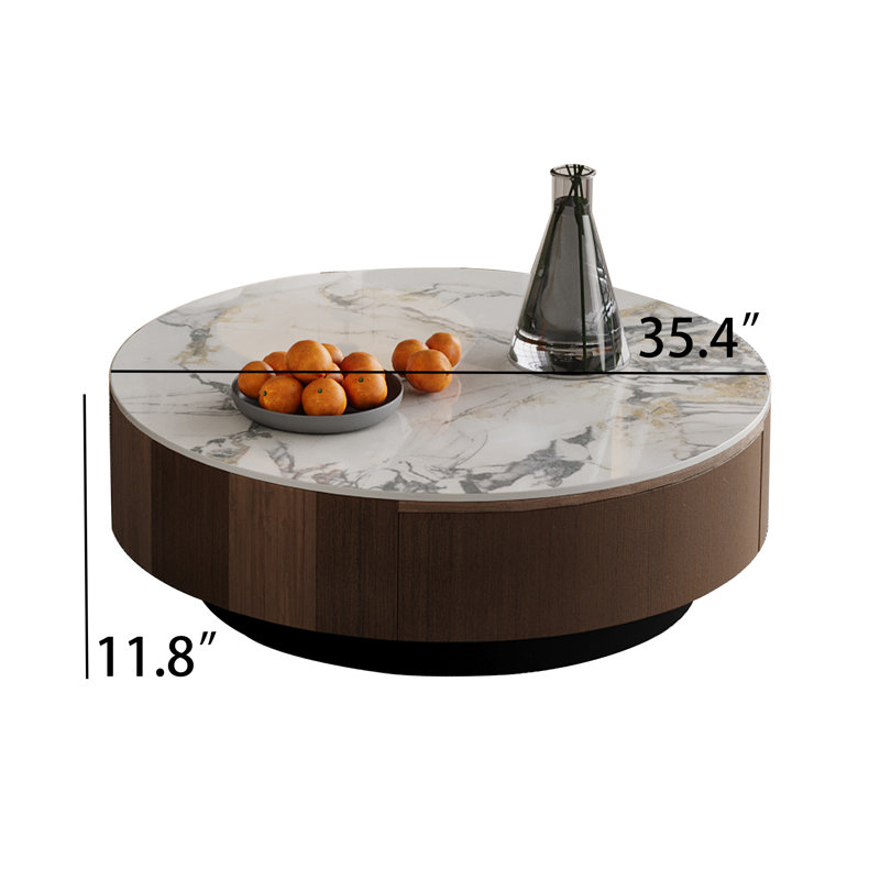 Round Faux Marble Coffee Table