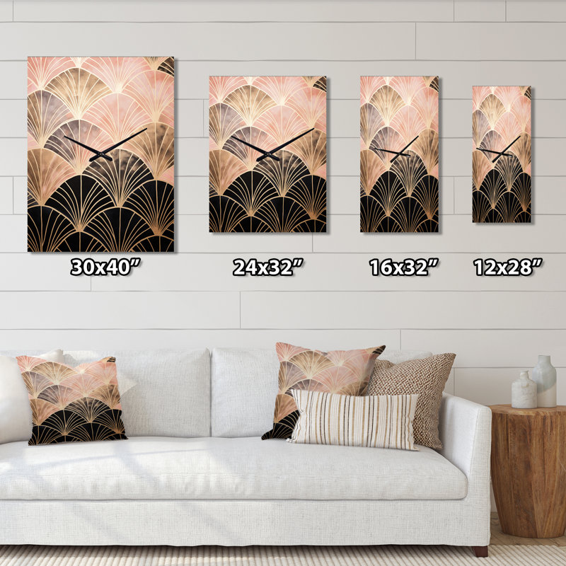 Horloge murale Rose Gold Radiance - formes abstraites surdimensionnée, Médium