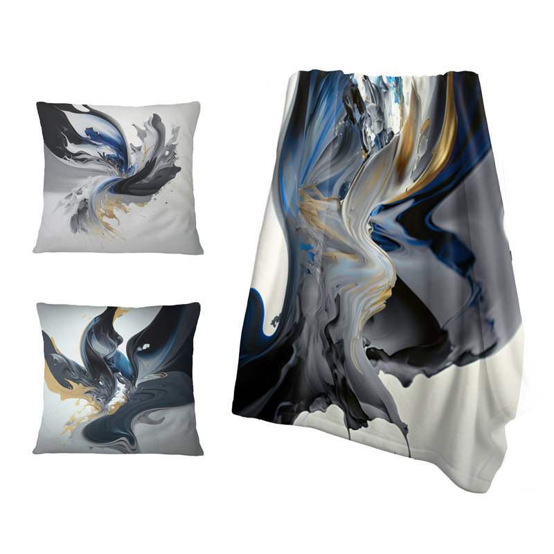 Ensemble de couverture et oreiller Bright Blue Smooth Abstract I - Abstract Spirals