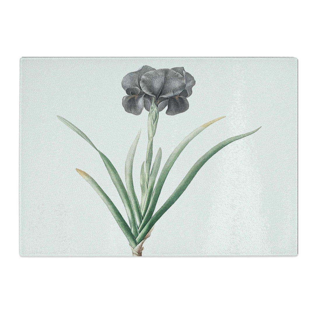 Tempered Glass Mourning Iris Flower by Pierre Joseph Redoute Chopping Board