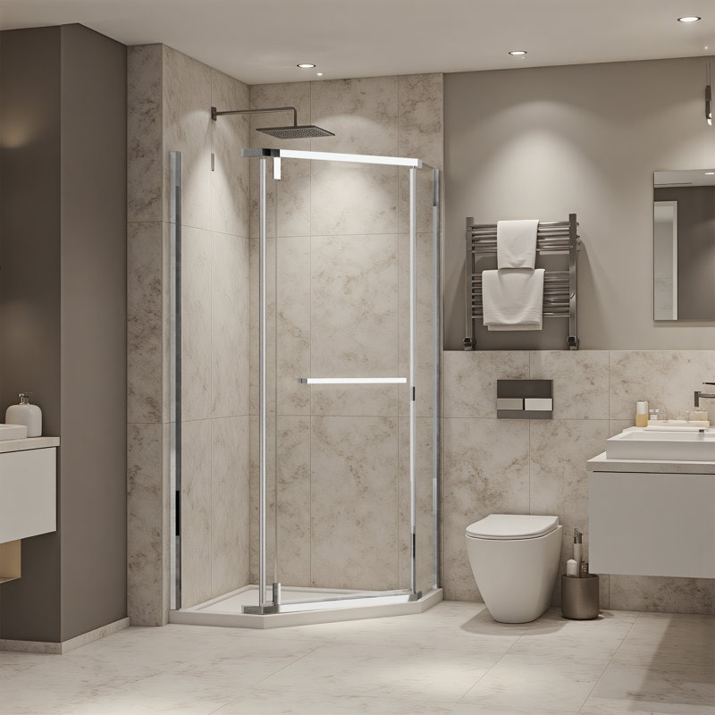 Cabine de douche de coin à porte pivotante l 36 "x H 72" avec verre trempé transparent