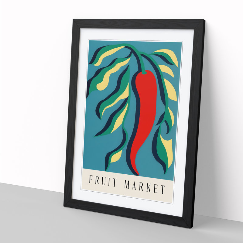 Fruit Market Exhibition Red Chili Pepper Vol.10 - Single Picture Frame Print on Wood, 46cm H x 34cm W x 2cm D