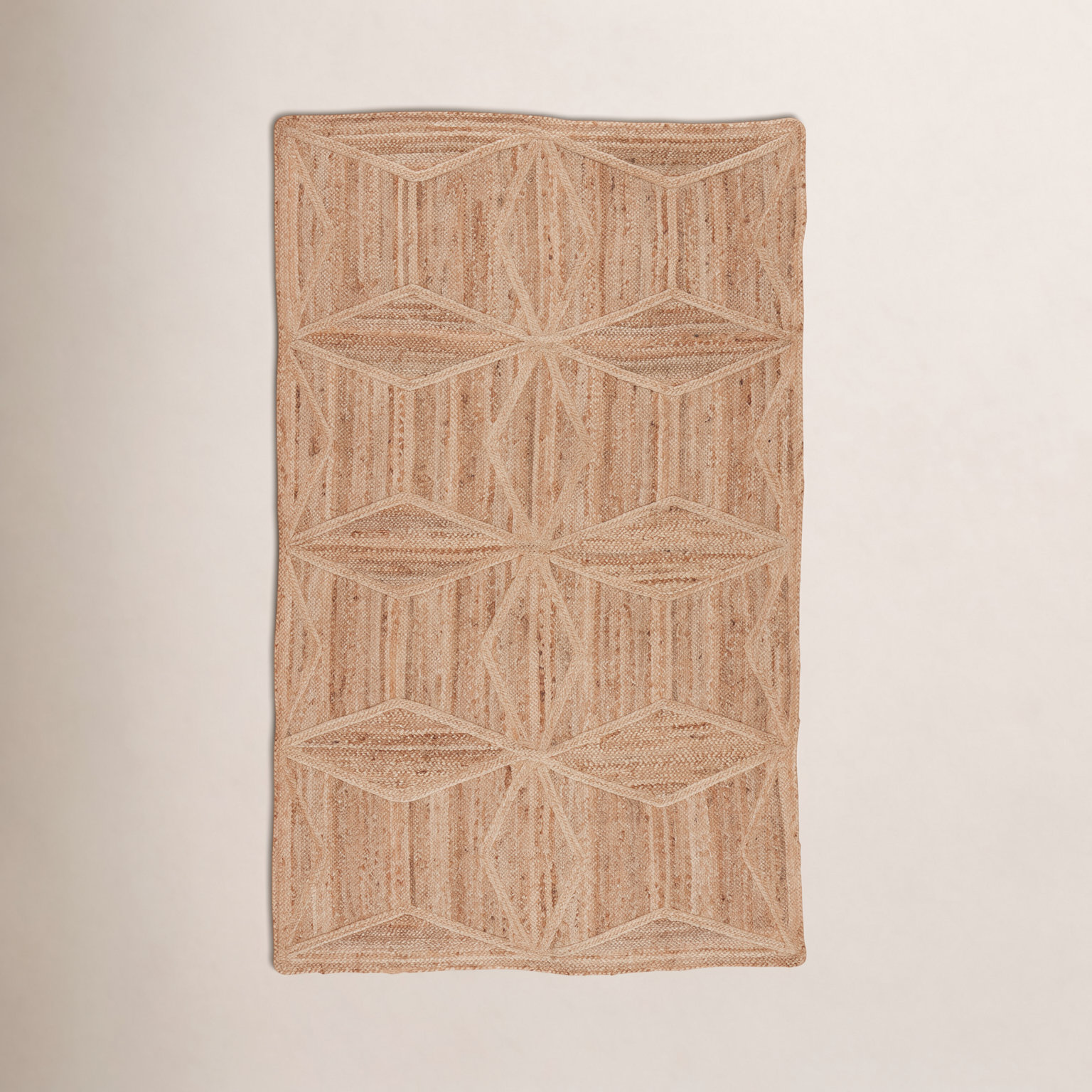 Knox Beige Hand-Woven Geometric Jute Rug, Rectangle 5' x 8'