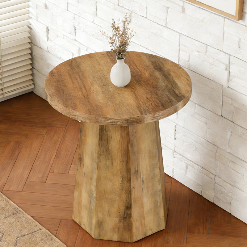 Table d'appoint en bois avec base octogonale, Brun