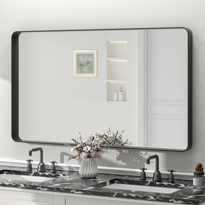 Molly Tempered Glass and Metal Framed French Cleat Mounted Wall Bathroom / Vanity Mirror
