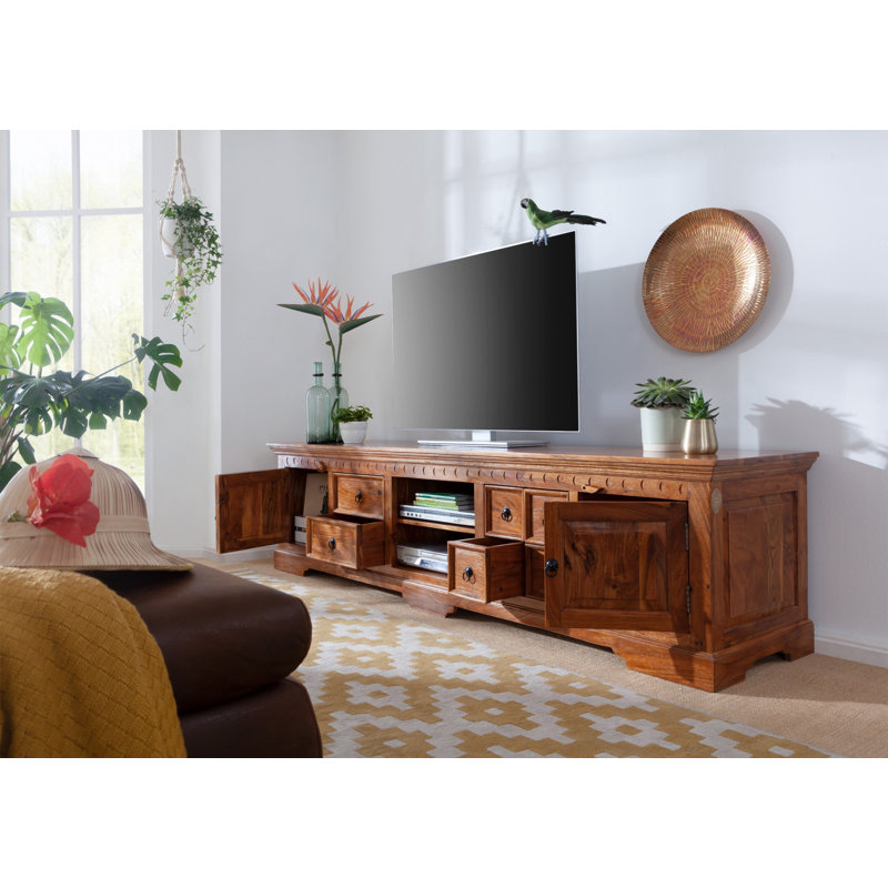 Oxford Unfinished TV Stand for TVs up to 88, Honey