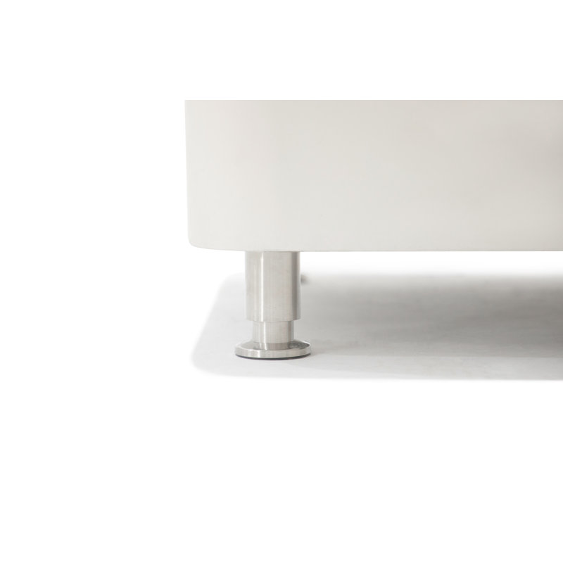 Cream White Concrete Ethanol Fire Pit Table with Windscreen
