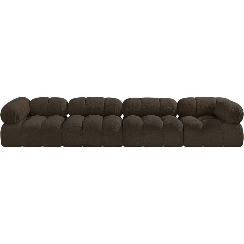 Canapé Ames, Tissu brun bouclé, 1 sans accoudoir, 2 en coin