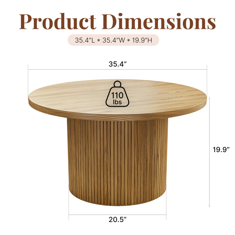 Round Coffee Table, Natural Wood