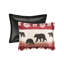  Édredon grand - motif ours et motif de flocons de neige rustique avec rembourrage. . 2 taies décoratives. Lavable à la machine. Réversible en faux vison. Motif. . Comprend un réversible en vison doux.-121409406