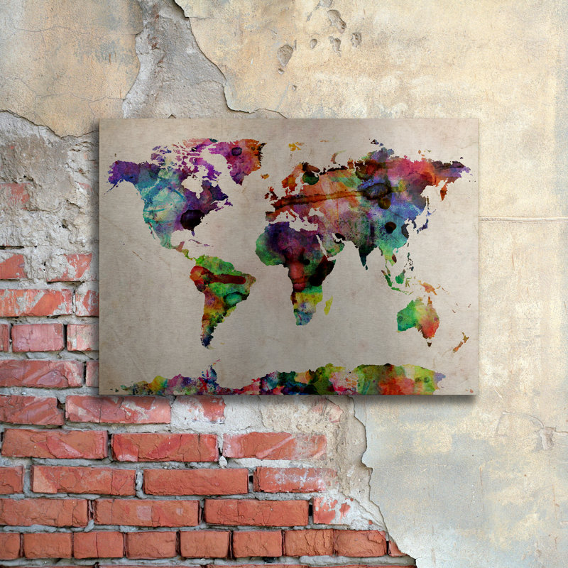 « aquarelle world map », impression sur métal