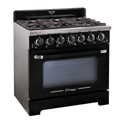 Cuisinière au gaz autoportante à 5 brûleurs de 5,2 pi³ avec four à convection 36 po Classic Retro