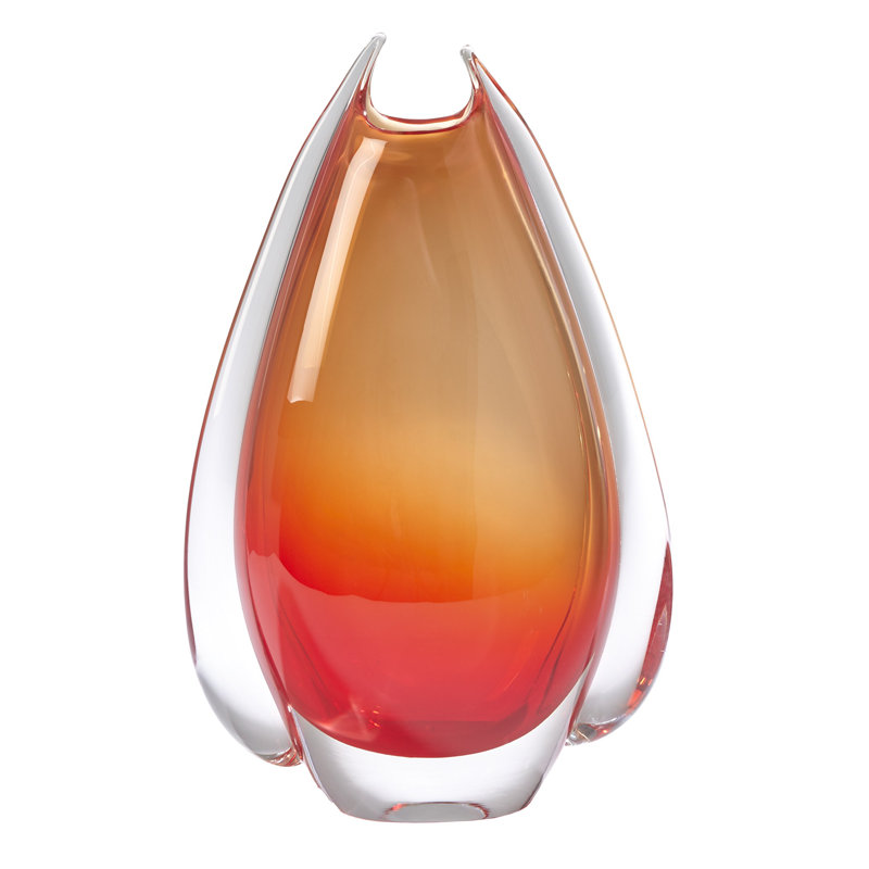 Fin Vase, 18.5" H x 5.5" W x 12" D, Orange/Yellow