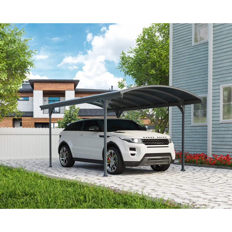Gray Aluminum and Polycarbonate 10' x 16' Portable Carport Kit