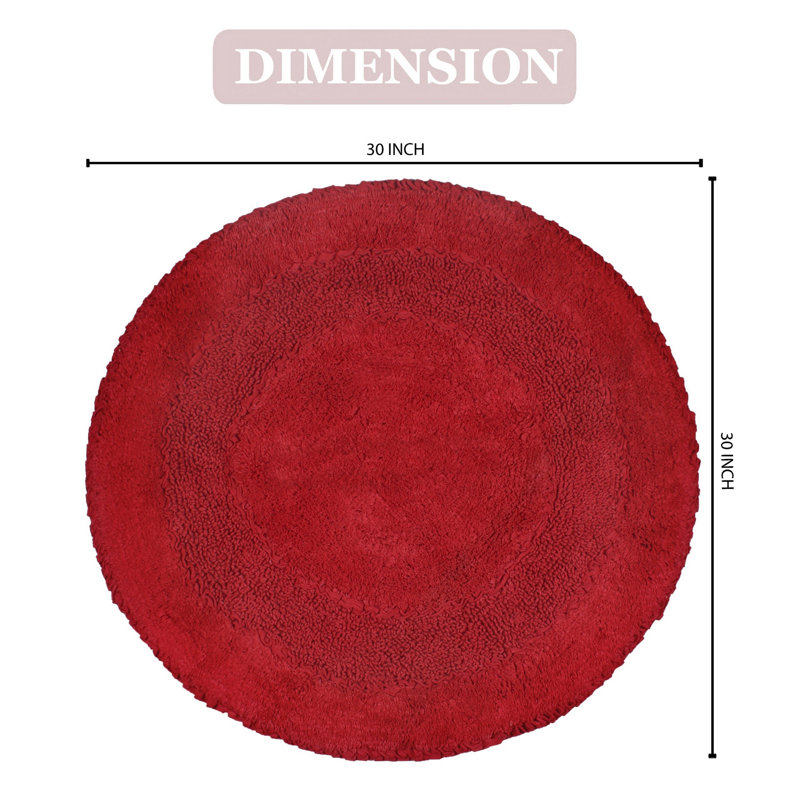 Tapis pour salle de bain en coton moelleux, Rouge, L 30 po x L 30 po