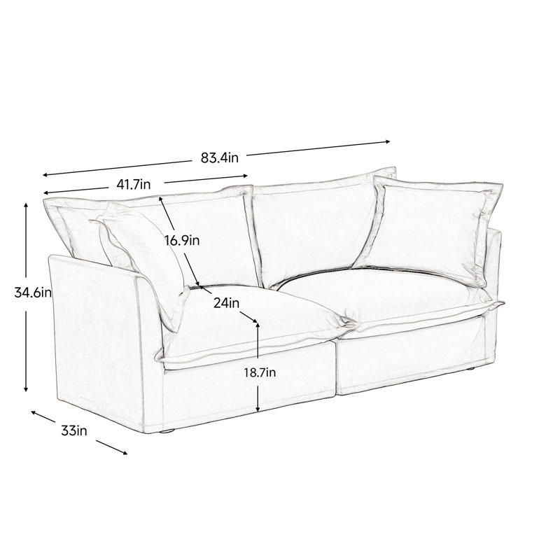 Sofa Chenille Loveseat, For Living room, Black